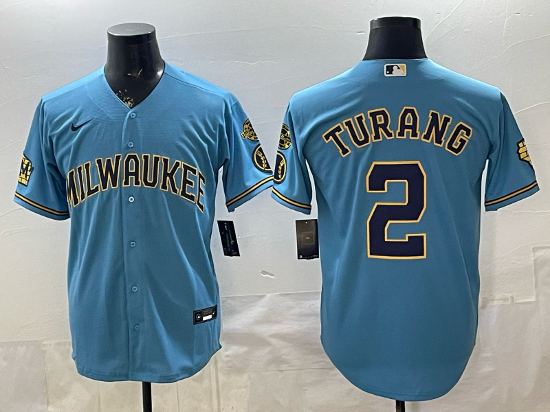Men 2026 Milwaukee Brewers #2 Turang blue Game Nike MLB Jersey 0403008->milwaukee brewers->MLB Jersey